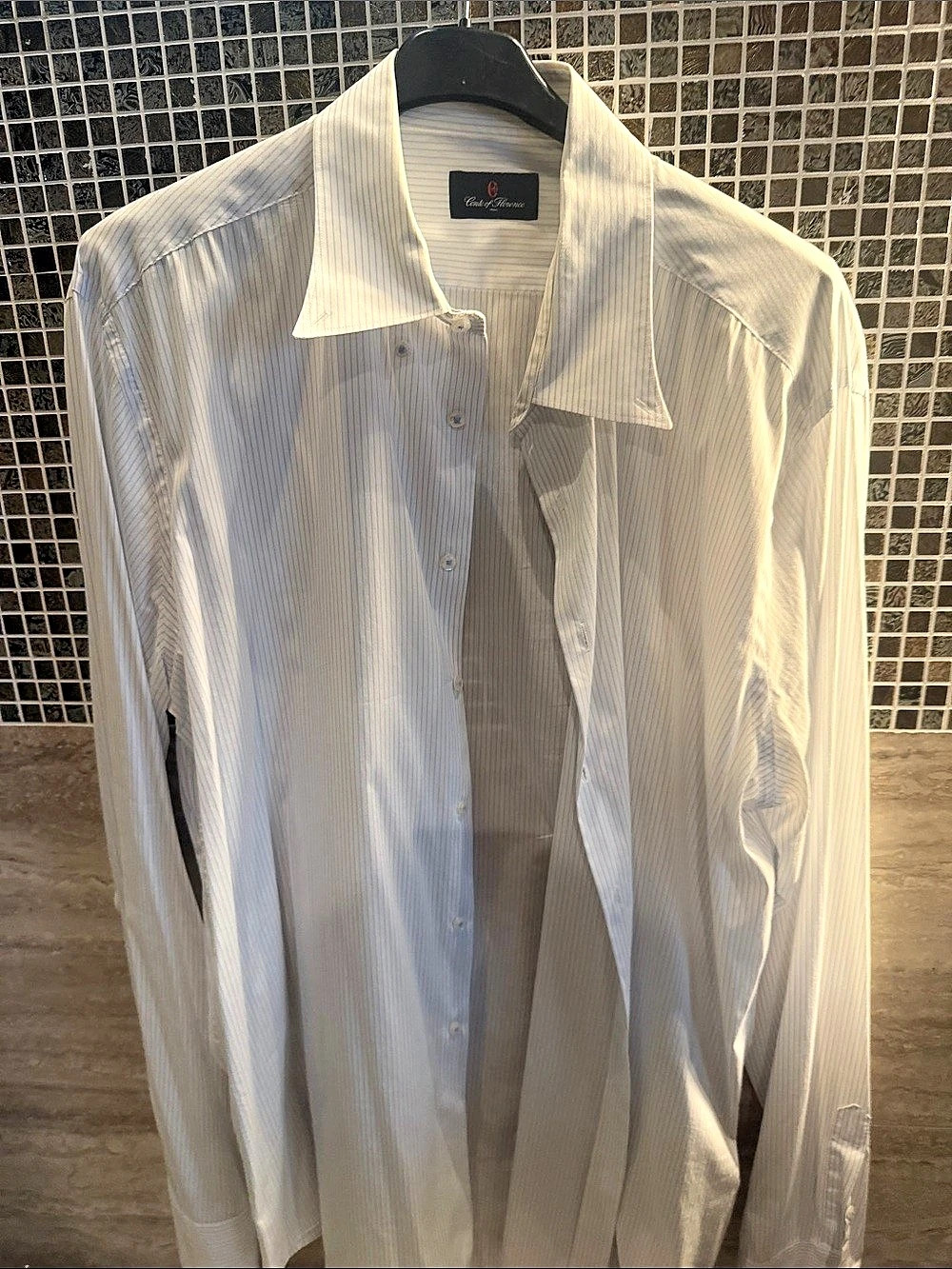 Corte di Firenze Men's Striped Dress Shirt in White & Blue